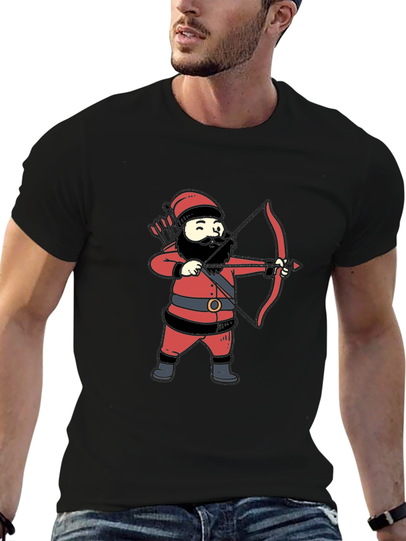 Santa Archer Graphic Tee - Black