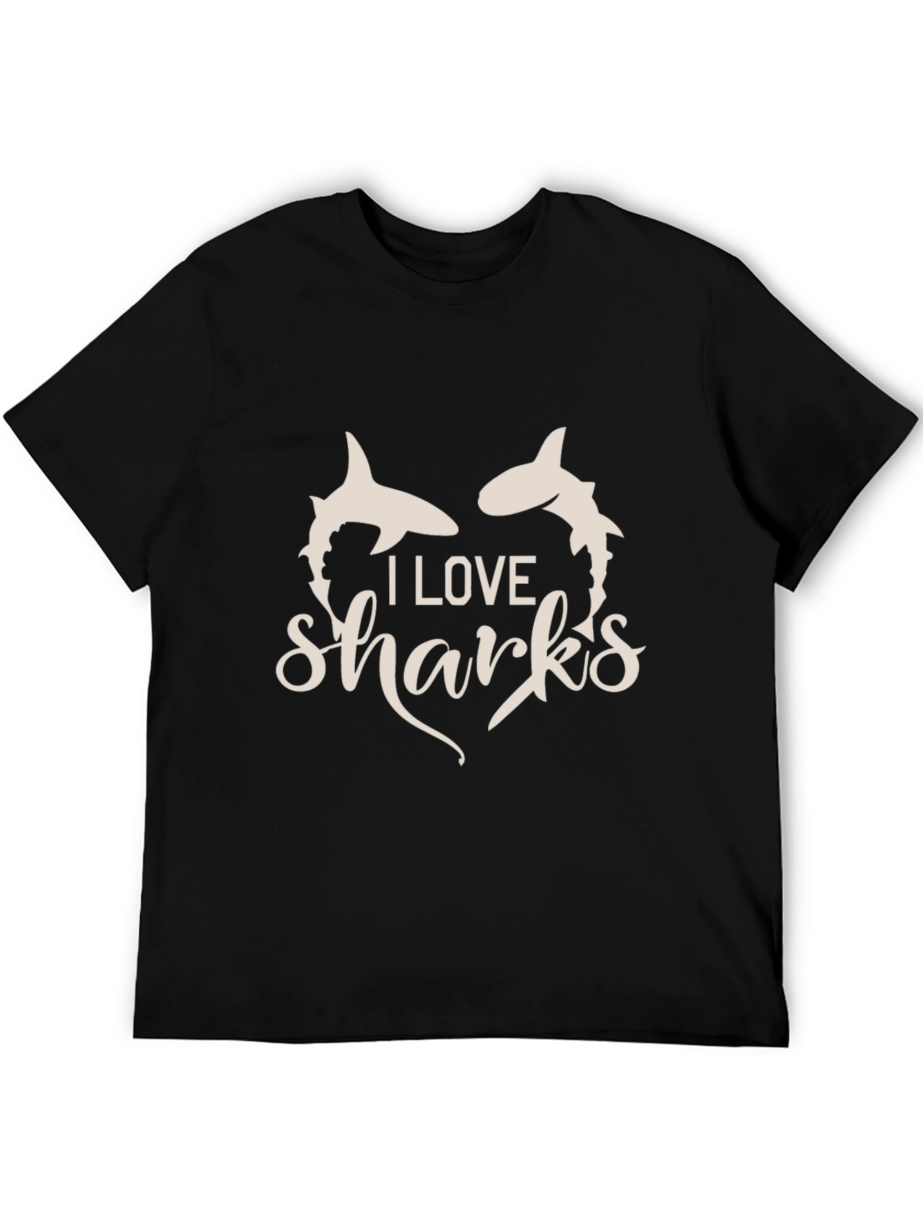 I Love Sharks Graphic T-Shirt - Black Cotton Tee