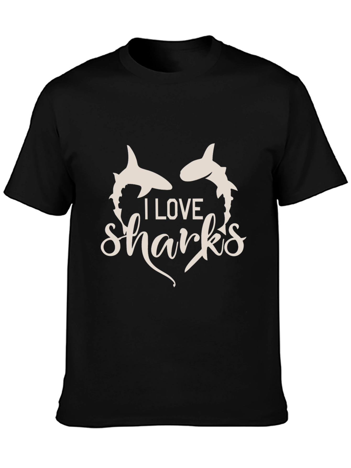 I Love Sharks Graphic T-Shirt - Black Cotton Tee