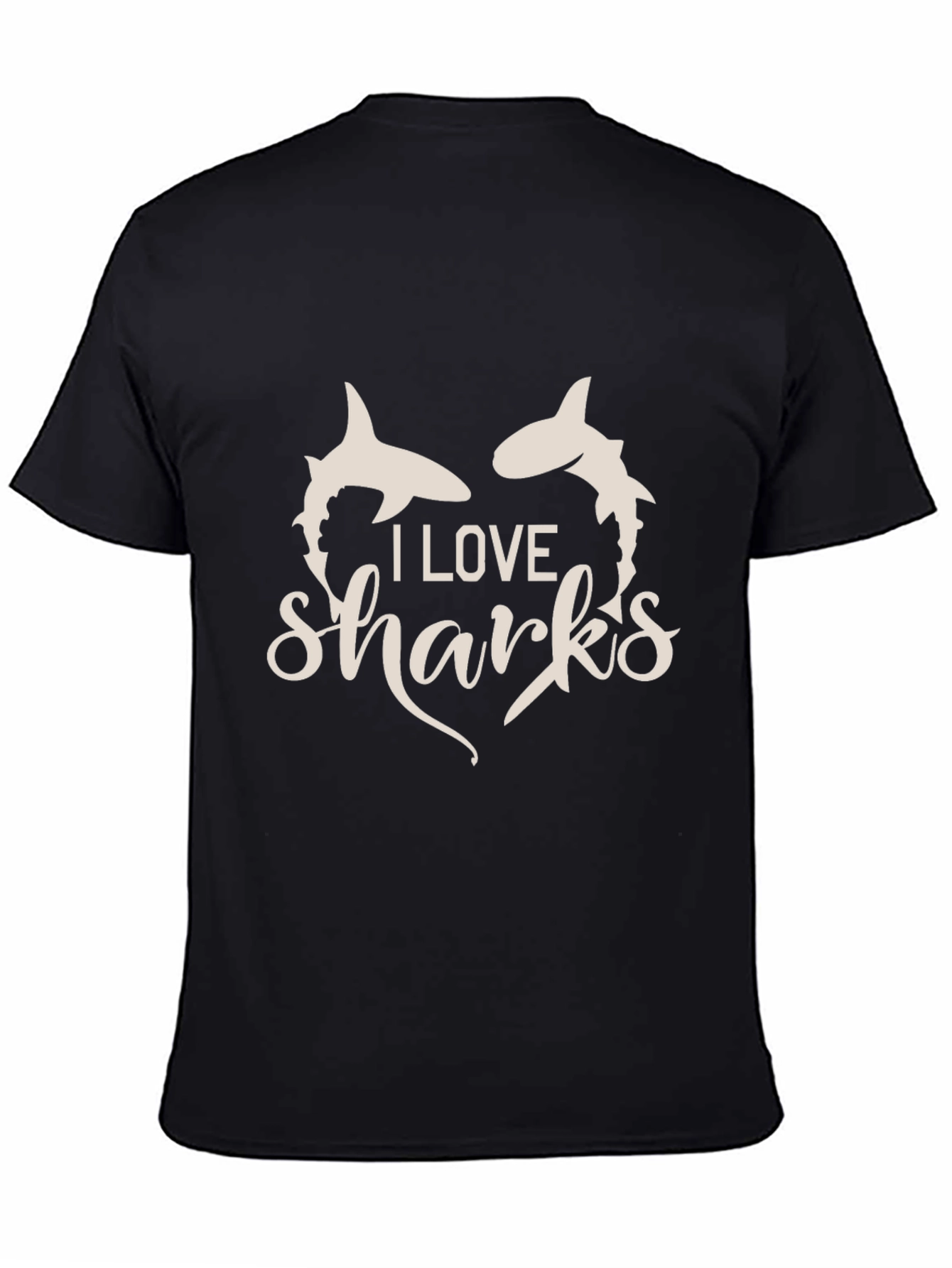 I Love Sharks Graphic T-Shirt - Black Cotton Tee