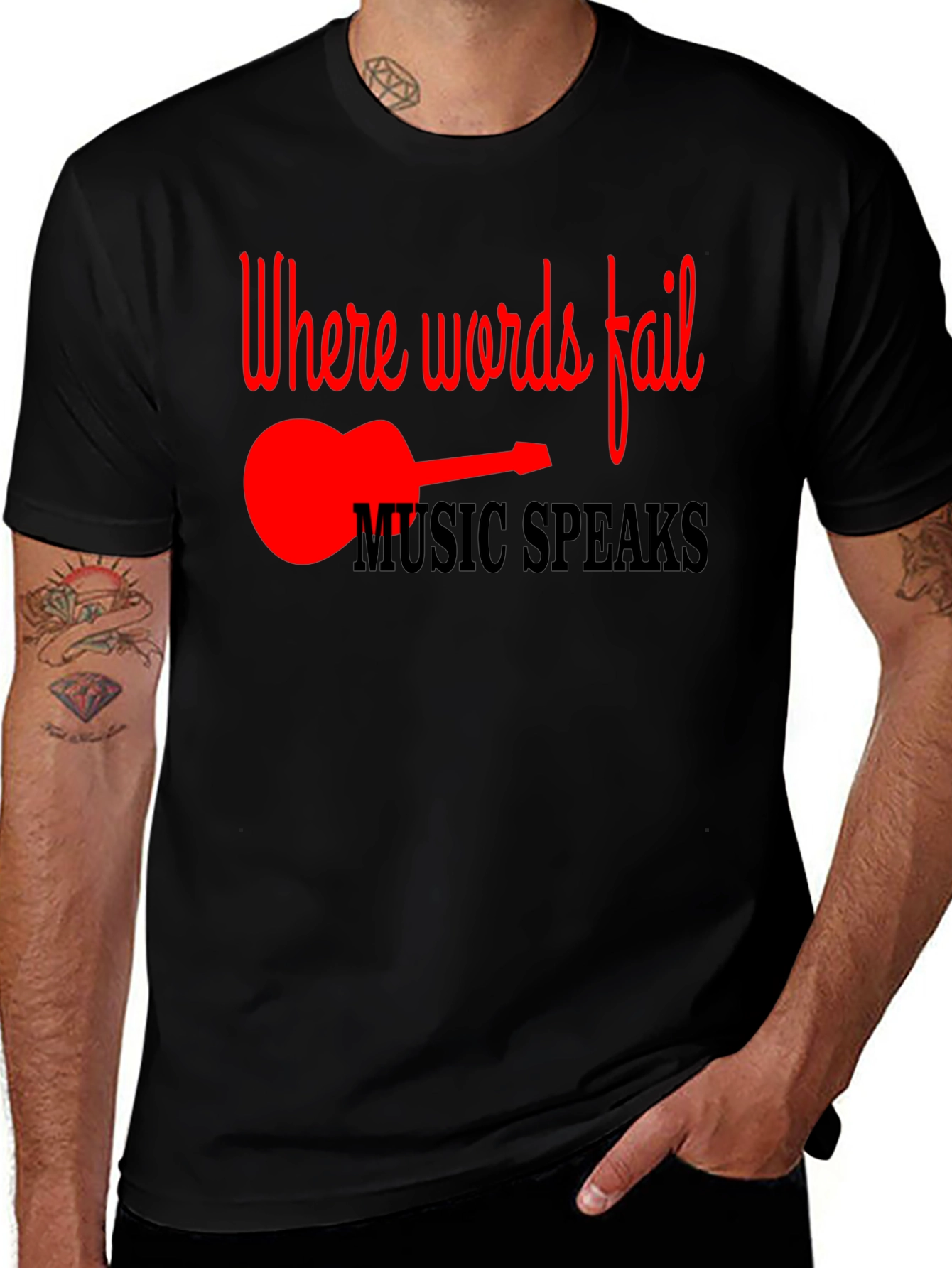 Music Speaks T-Shirt - Guitar Design
