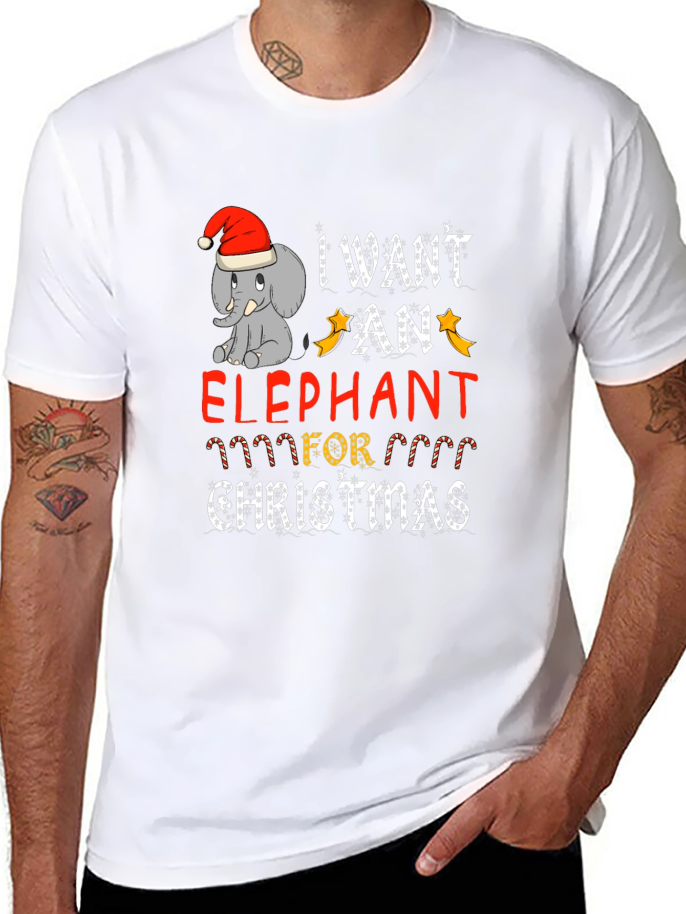 Christmas Elephant T-Shirt Holiday Graphic Tee