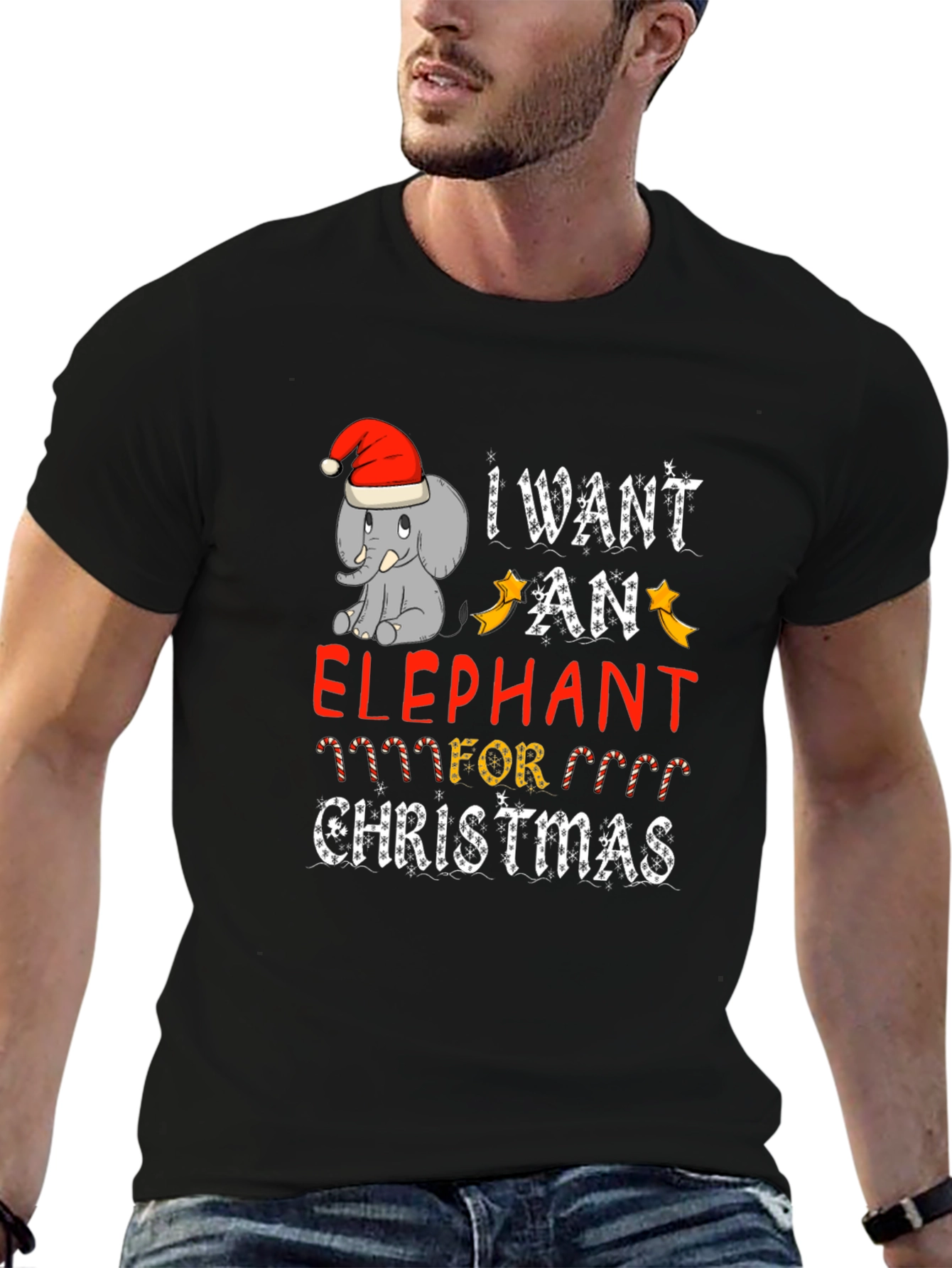 Christmas Elephant T-Shirt Holiday Graphic Tee