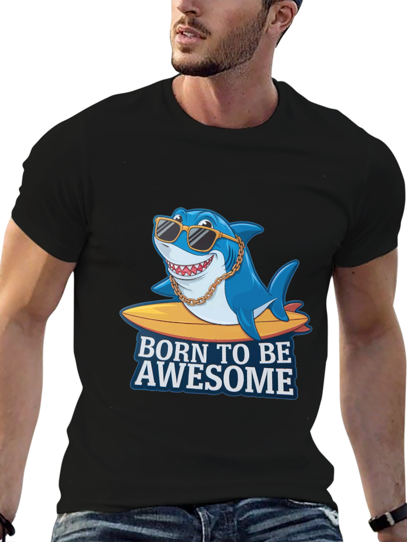 Born to be Awesome Shark Graphic Tee
