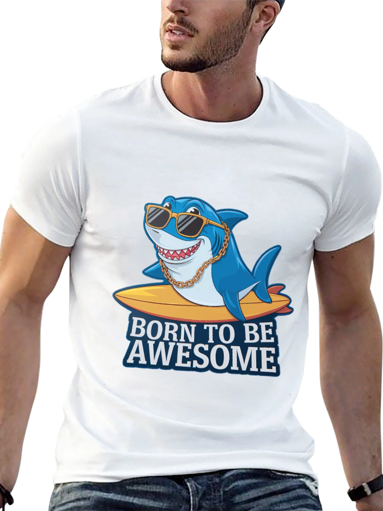 Born to be Awesome Shark Graphic Tee