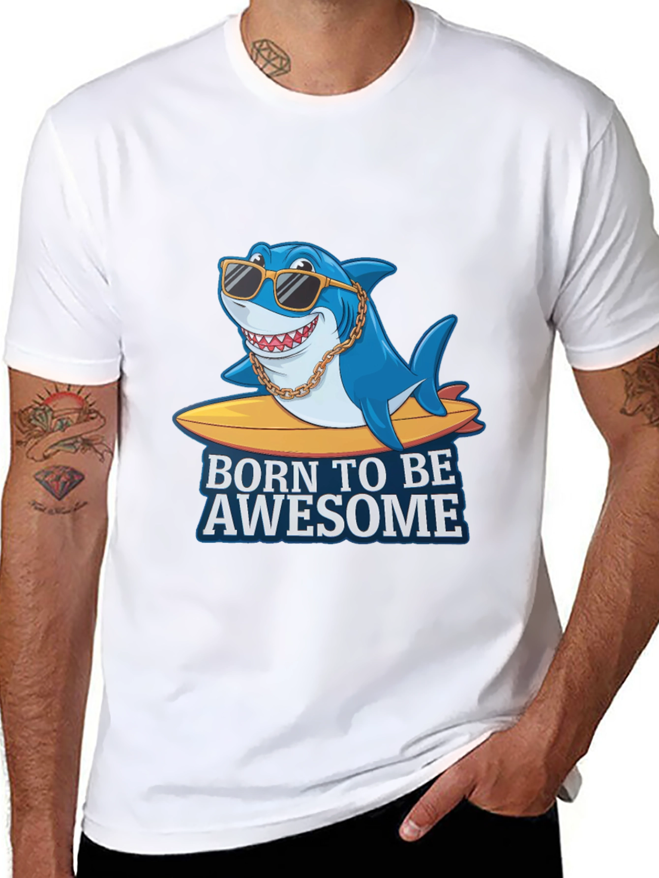 Born to be Awesome Shark Graphic Tee