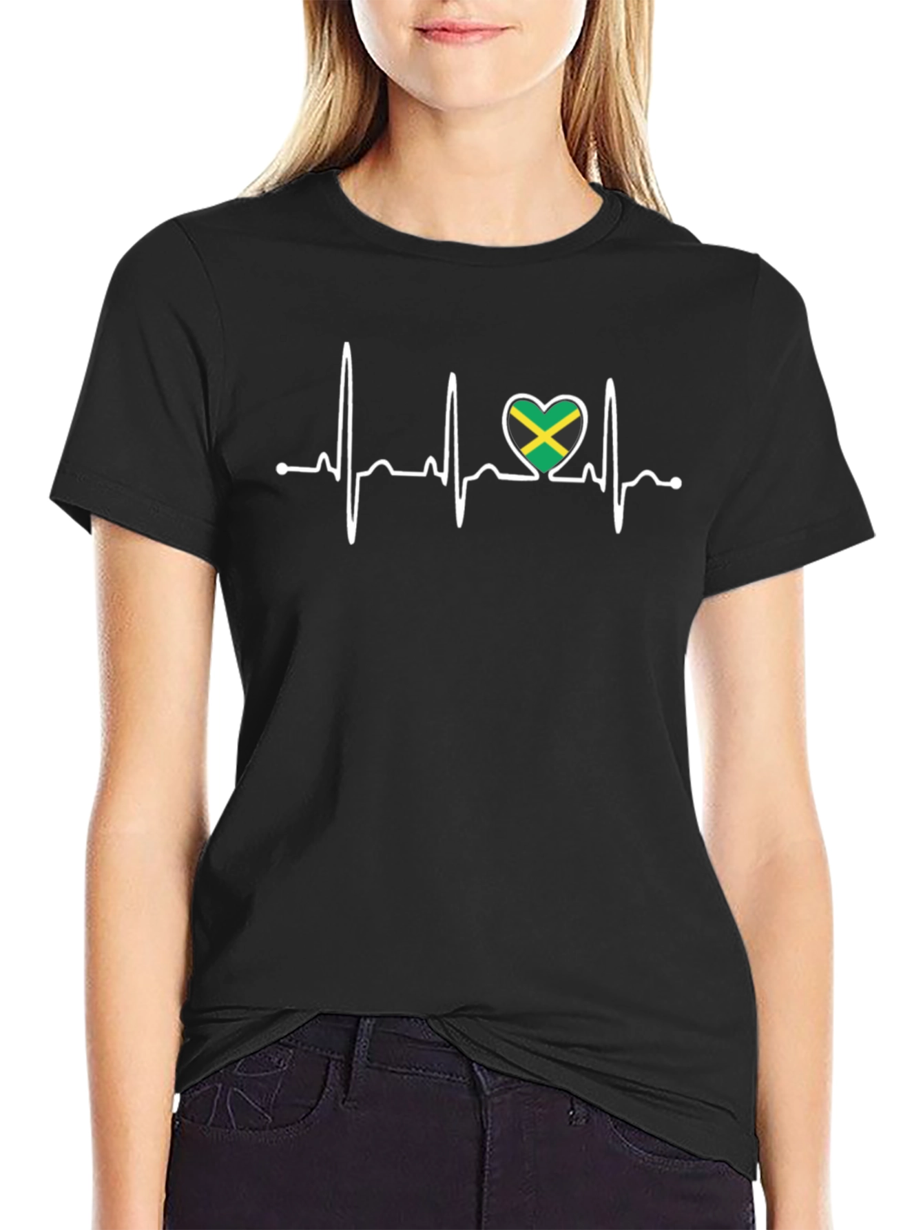 Jamaica Flag Heartbeat T-Shirt