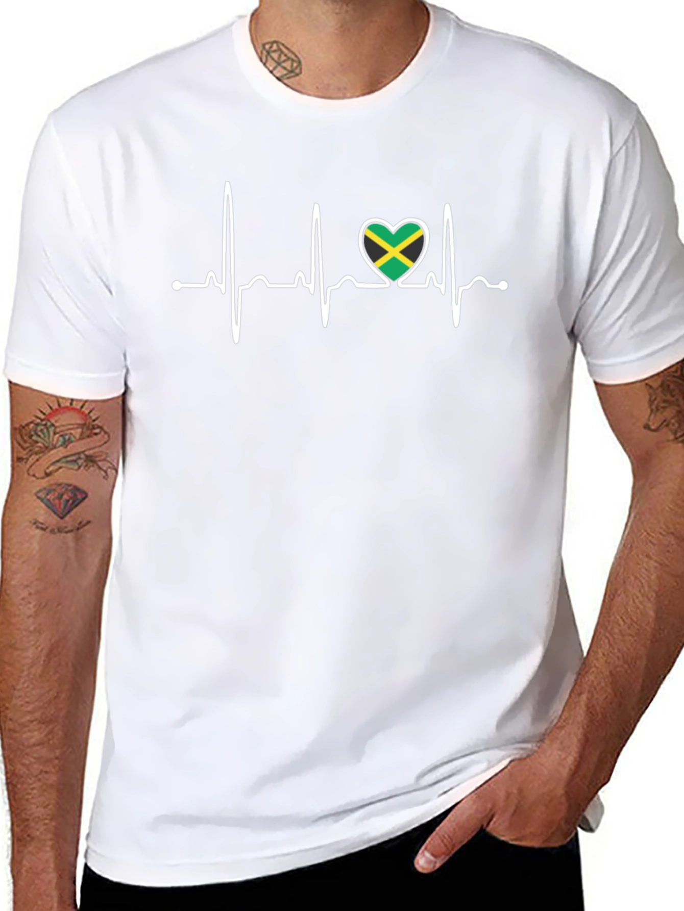 Jamaica Flag Heartbeat T-Shirt