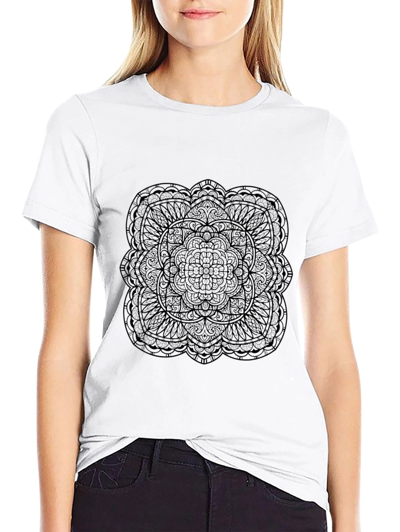 Mens Black Mandala Graphic Tee