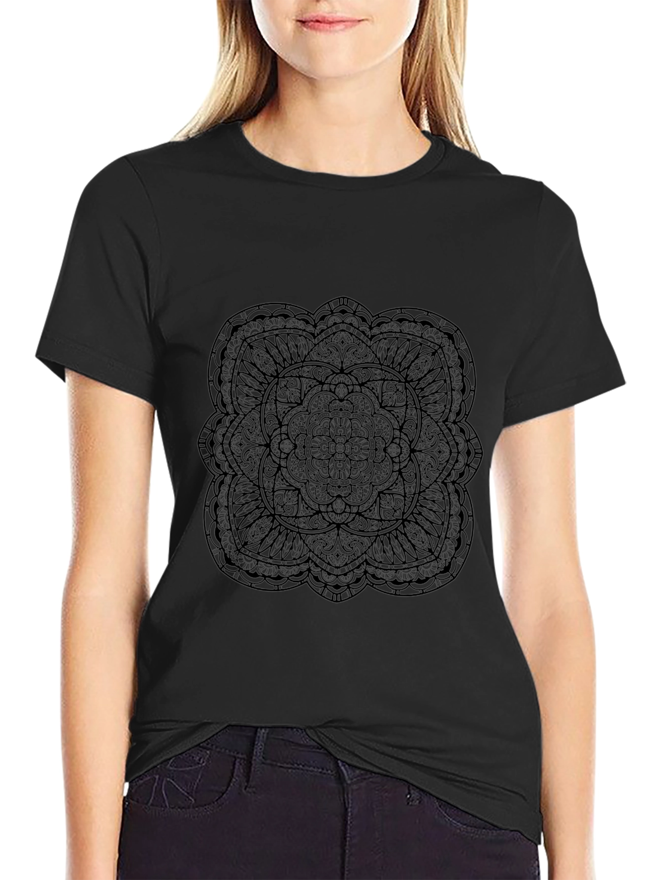 Mens Black Mandala Graphic Tee