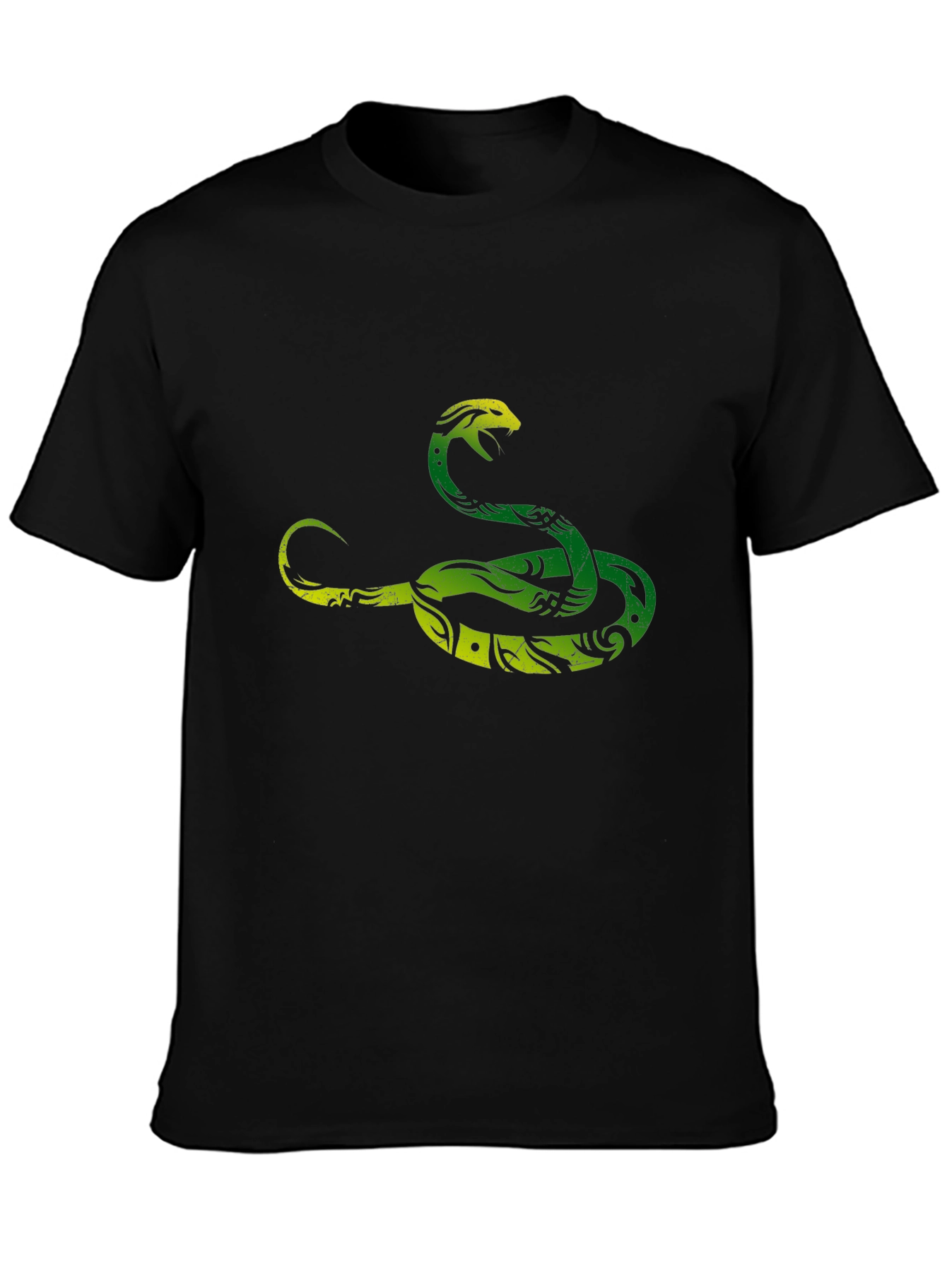 Green Snake Graphic Tee - Stylish Mens Black T-Shirt