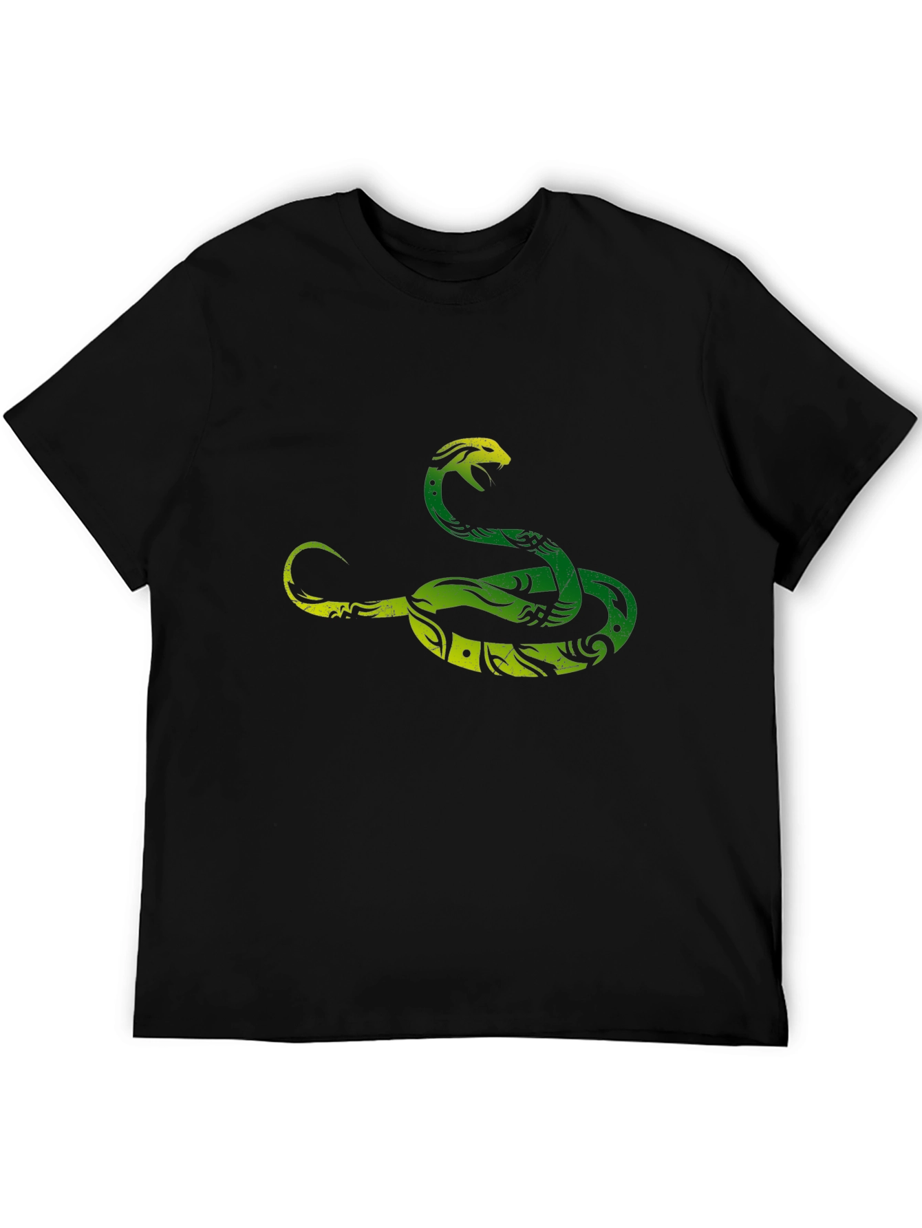 Green Snake Graphic Tee - Stylish Mens Black T-Shirt