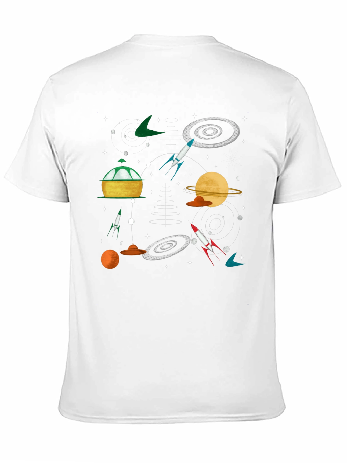 Retro Space Graphic Tee - Black Cotton T-Shirt
