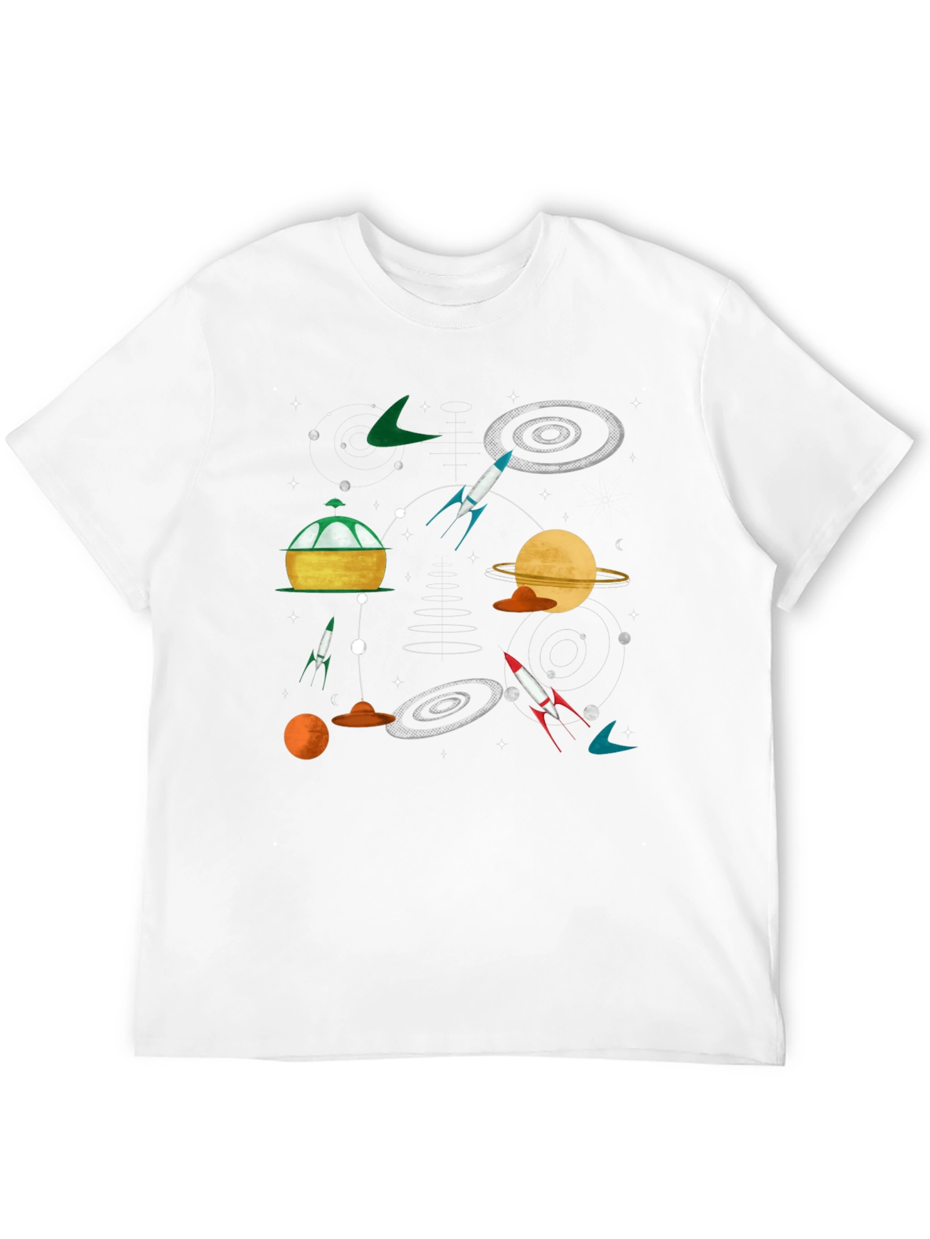 Retro Space Graphic Tee - Black Cotton T-Shirt