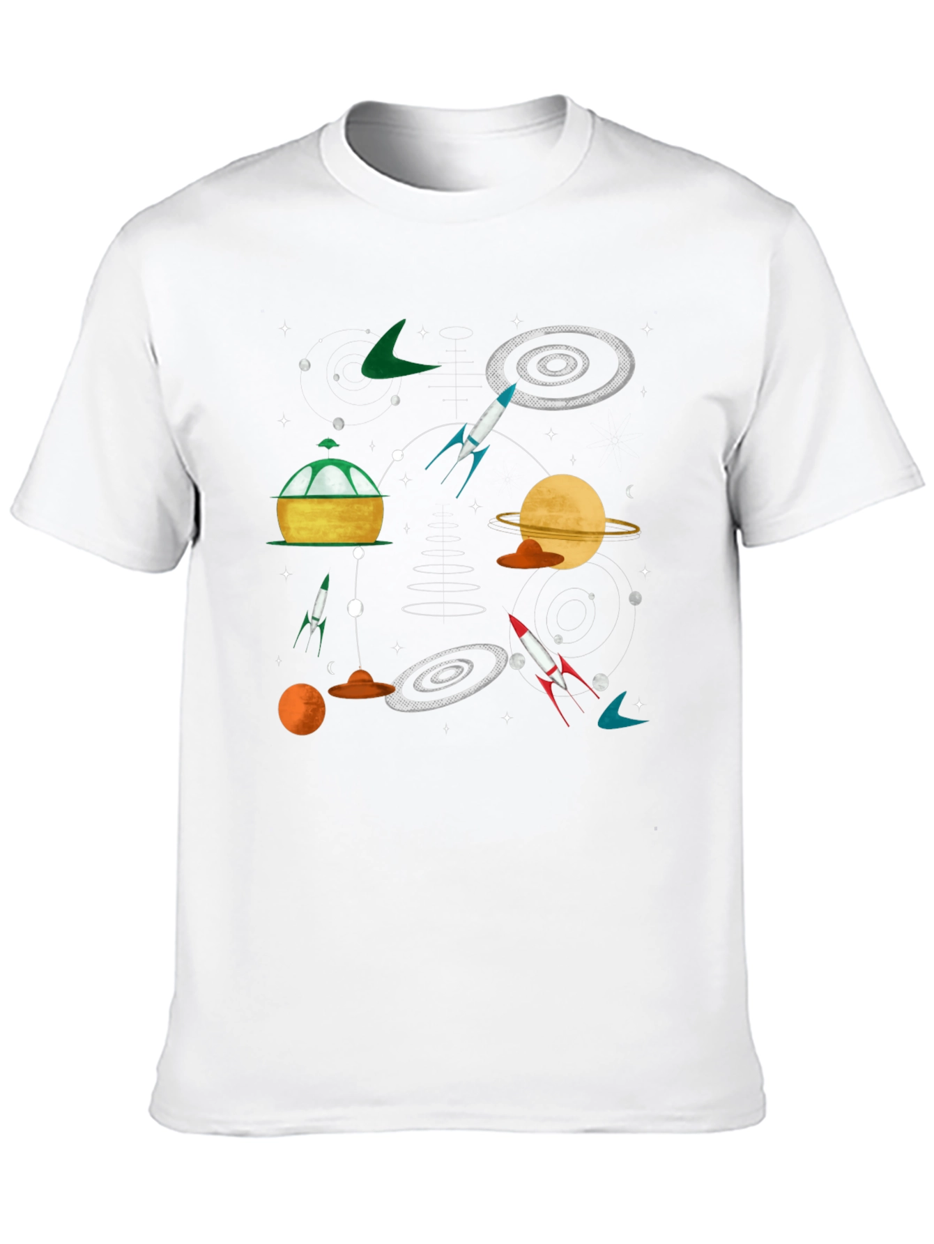 Retro Space Graphic Tee - Black Cotton T-Shirt