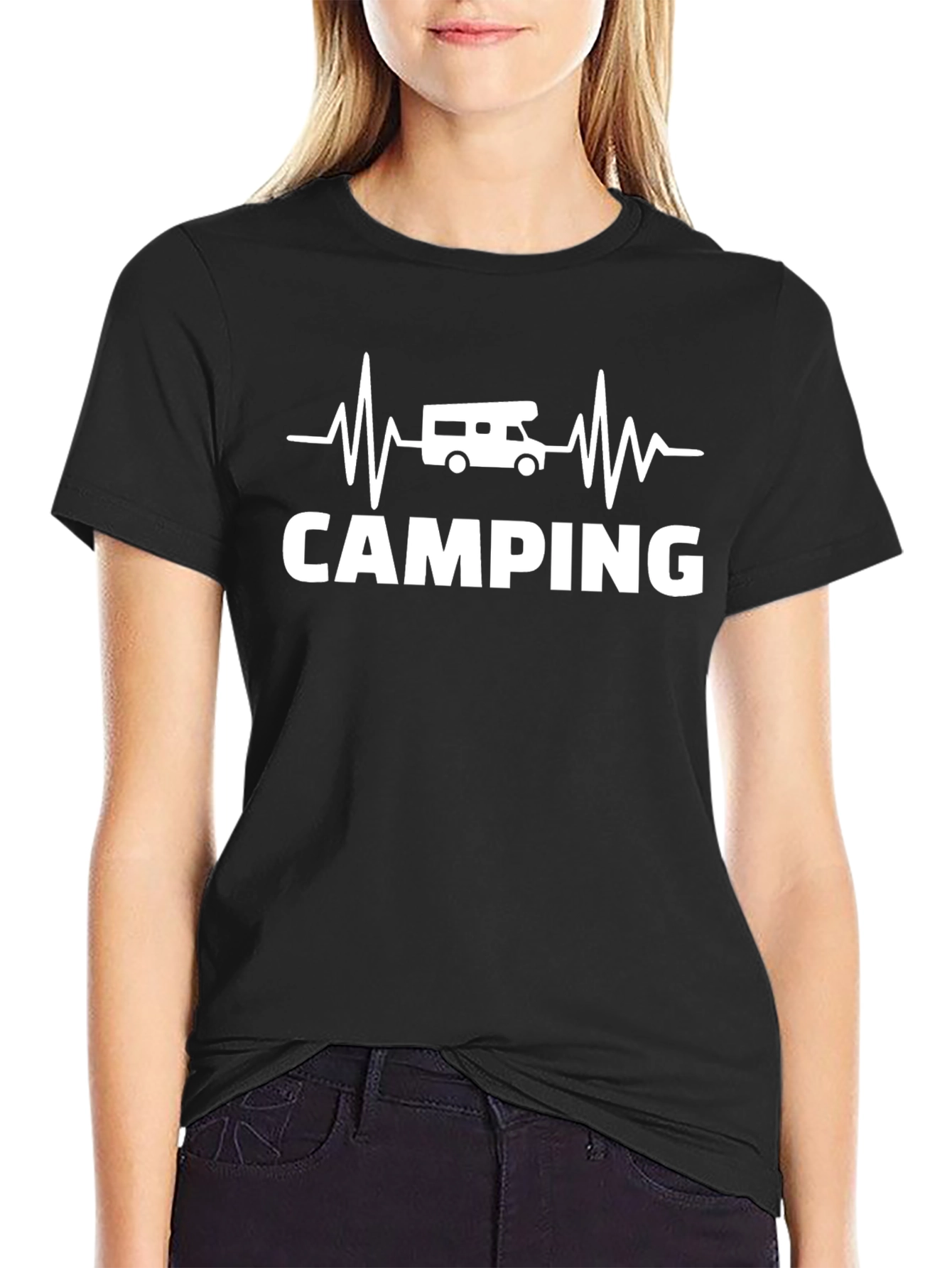 Camping Heartbeat RV T-Shirt - Black
