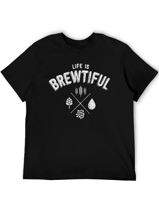 Life is Brewtiful Graphic T-Shirt - Black Cotton Tee