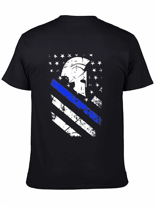 Spartan Helmet USA Flag Distressed T-Shirt