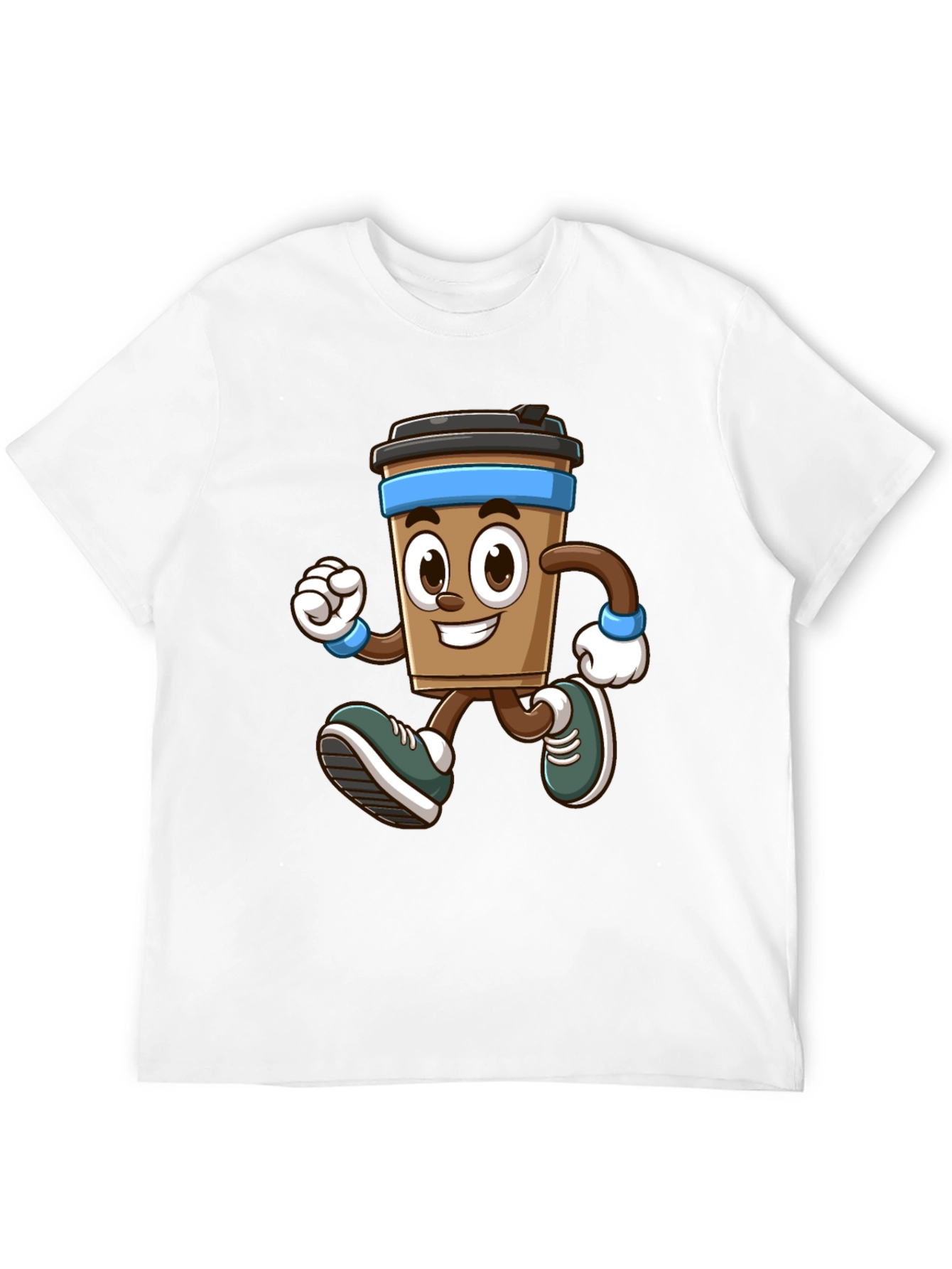 Funny Running Coffee Cup Graphic T-Shirt