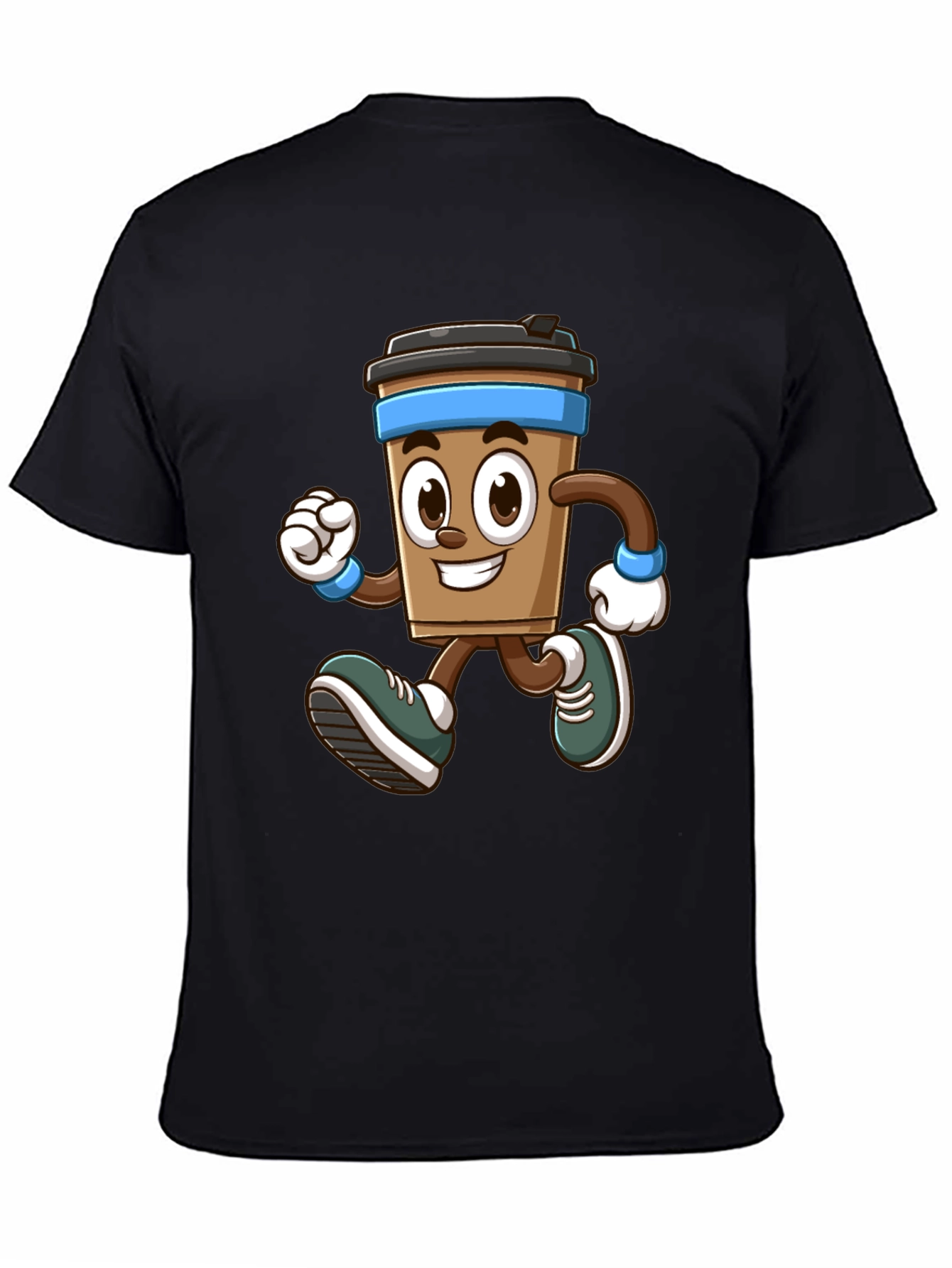 Funny Running Coffee Cup Graphic T-Shirt