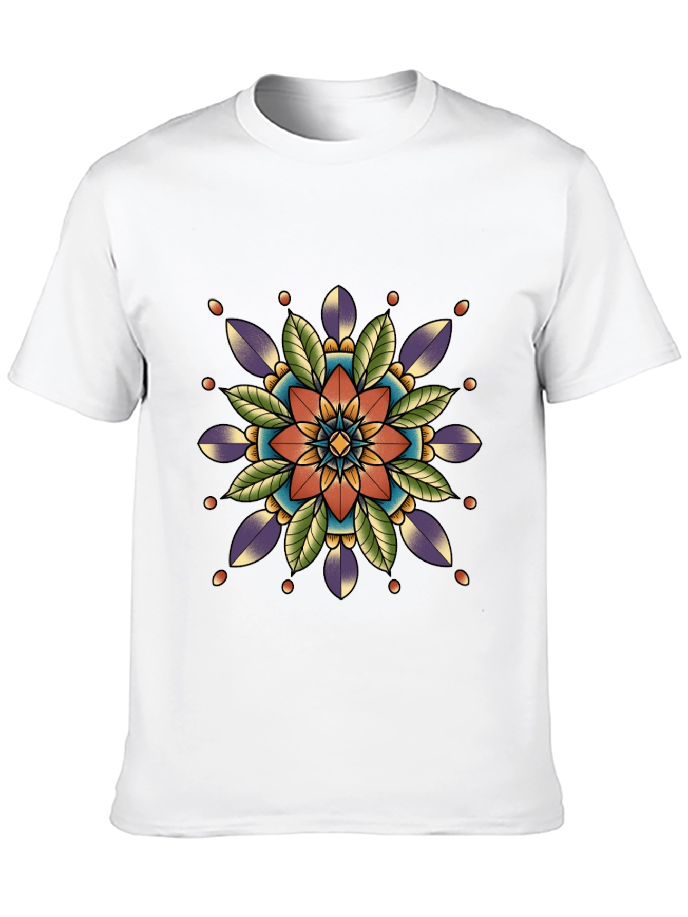 Geometric Mandala Print Black T-Shirt