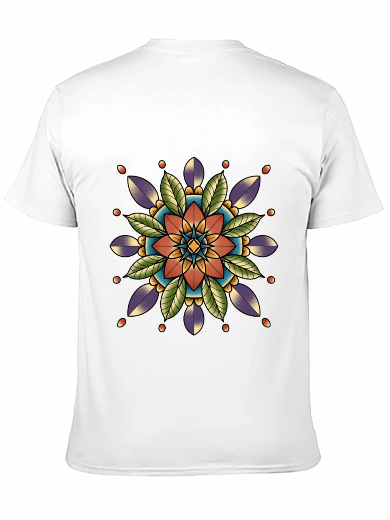 Geometric Mandala Print Black T-Shirt
