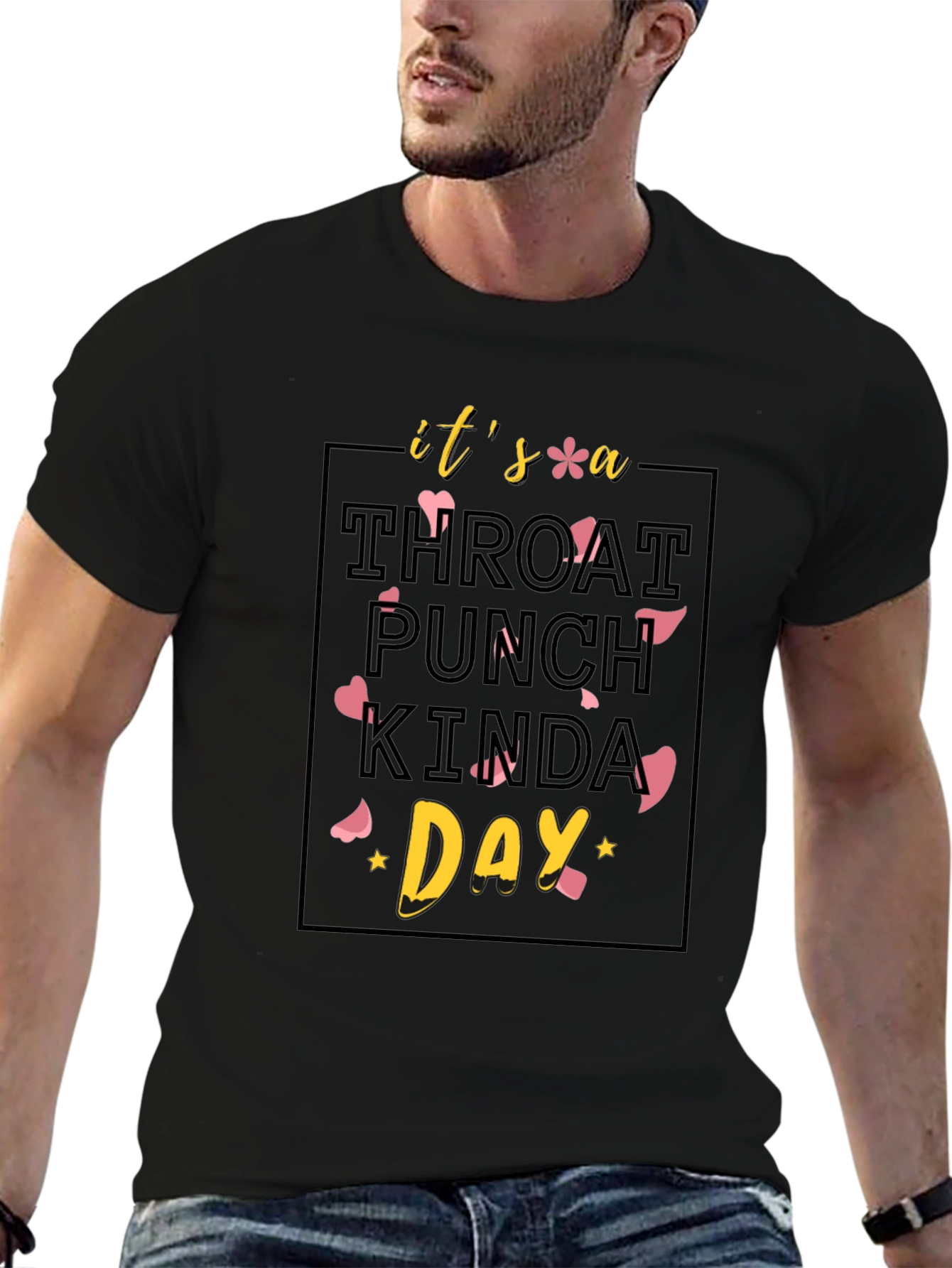 Throat Punch Kinda Day Black Graphic Tee