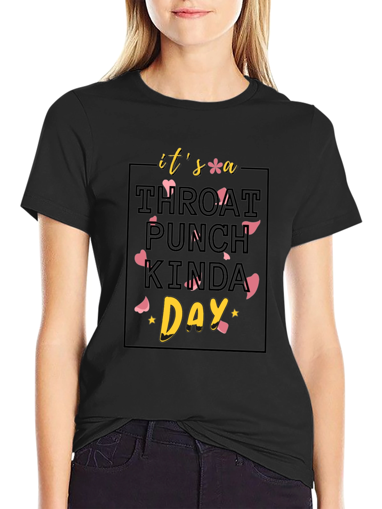 Throat Punch Kinda Day Black Graphic Tee