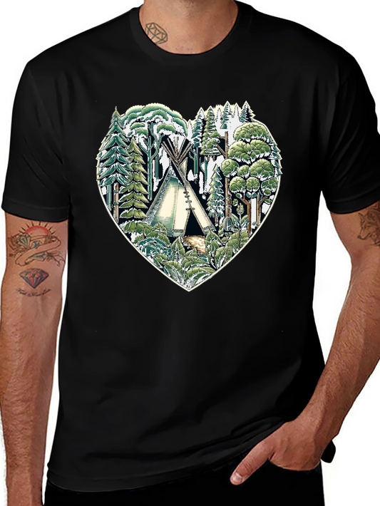 Nature Heart Tee: Tipi Forest Graphic Print T-Shirt
