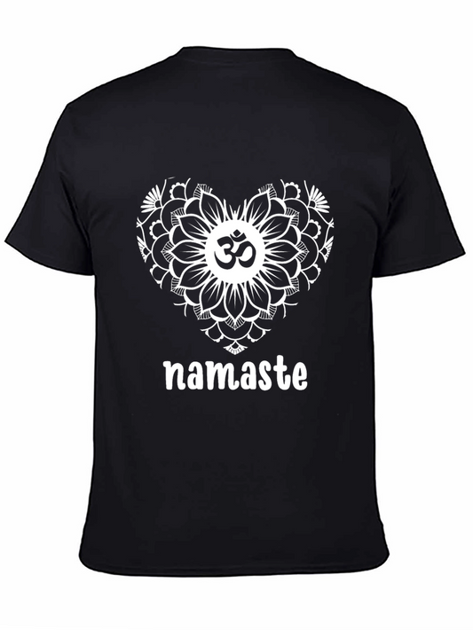 Namaste Om Heart Mandala Black T-Shirt