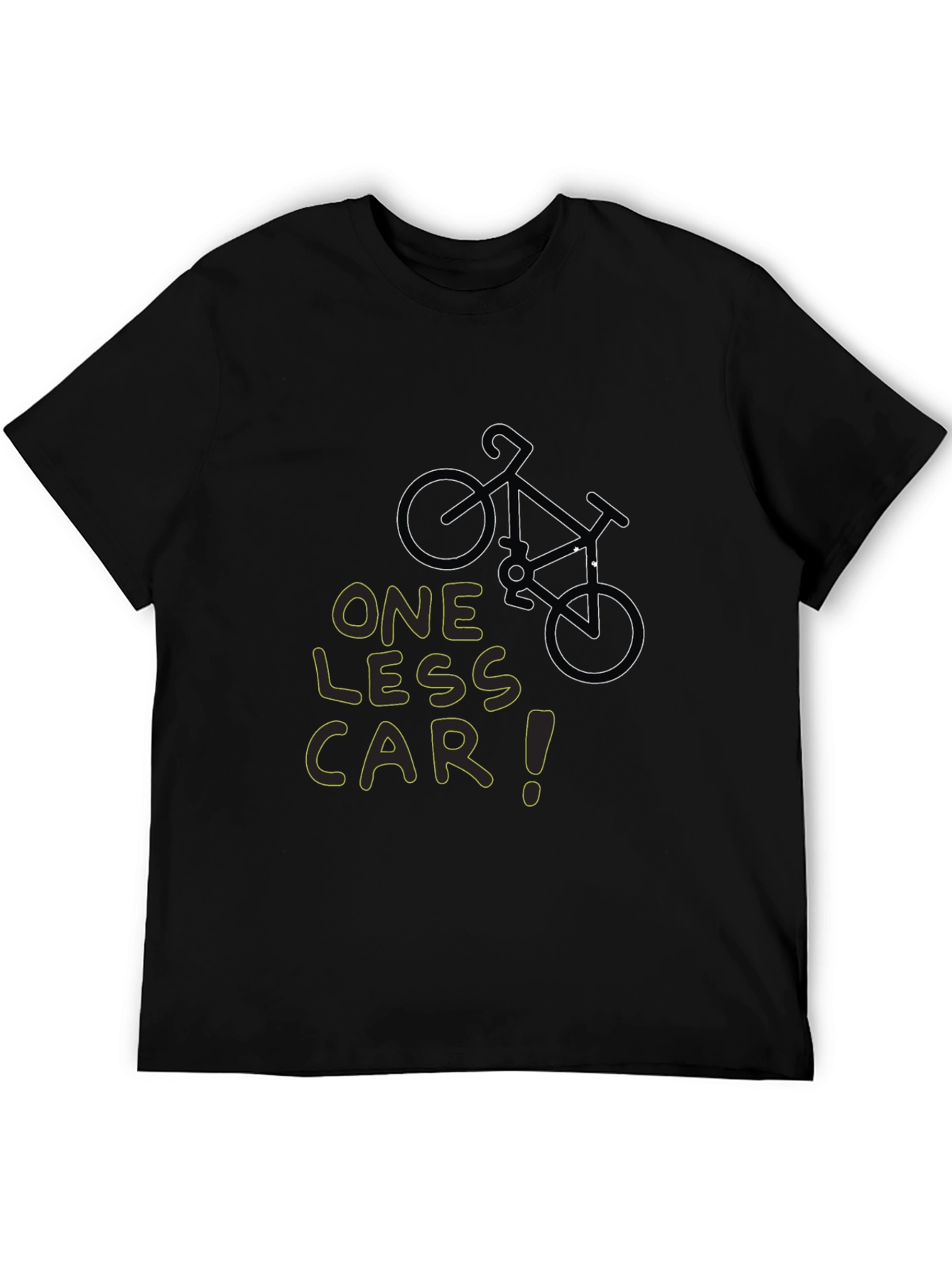 One Less Car Black T-Shirt - Eco-Friendly Cycling Tee