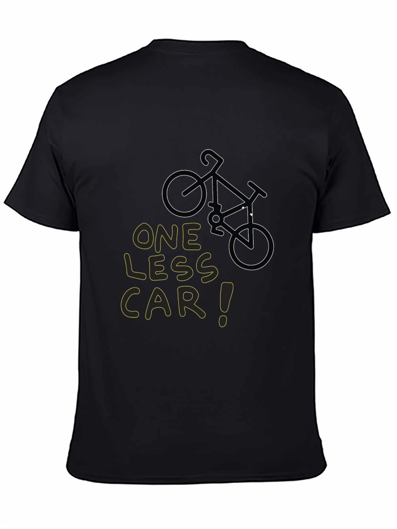One Less Car Black T-Shirt - Eco-Friendly Cycling Tee