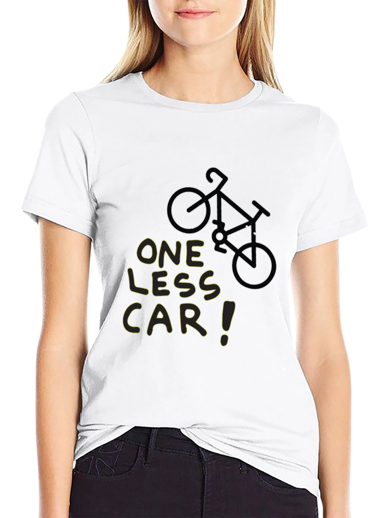 One Less Car Black T-Shirt - Eco-Friendly Cycling Tee