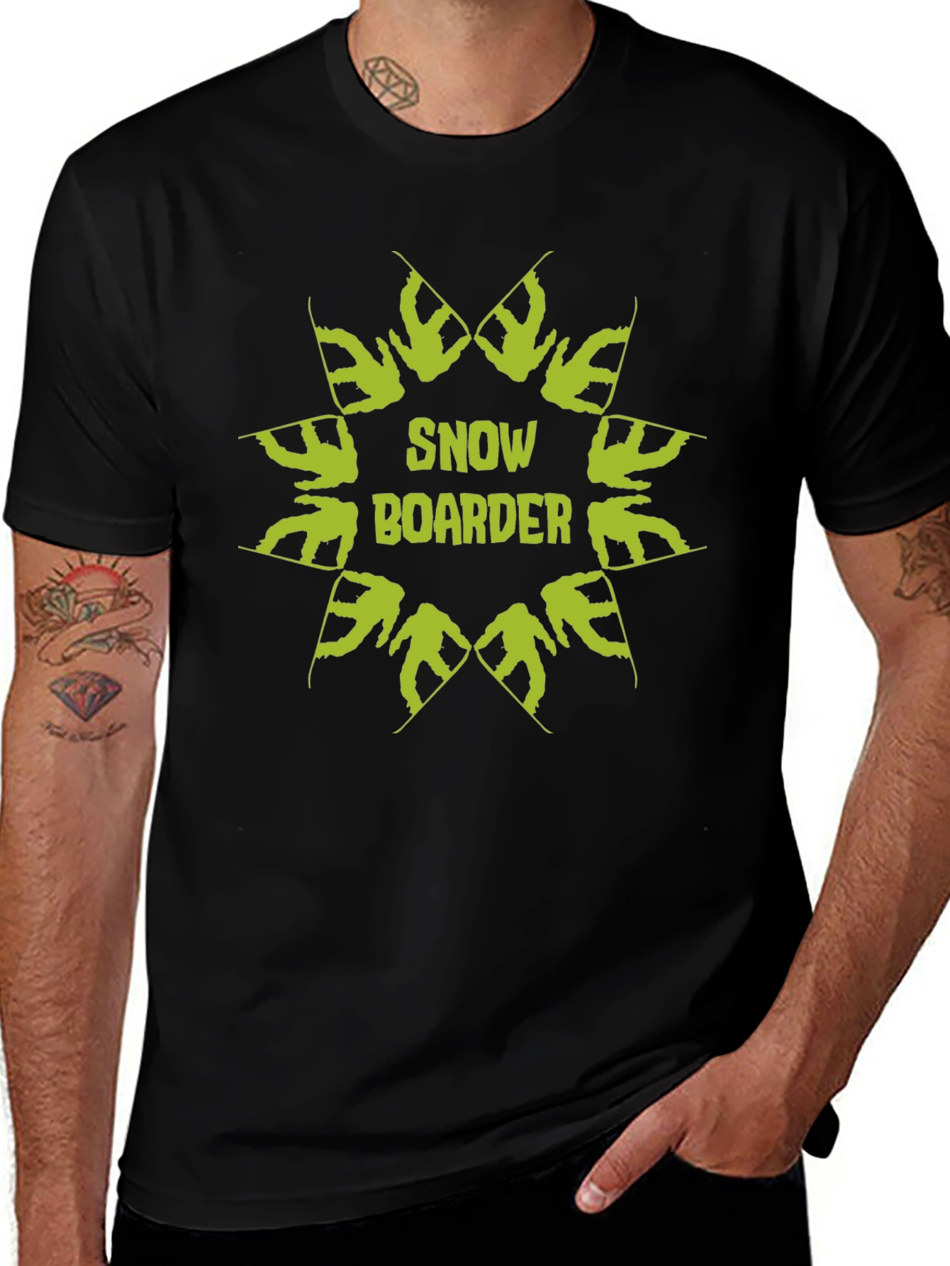 Snow Boarder Graphic Tee - Stylish Black T-Shirt
