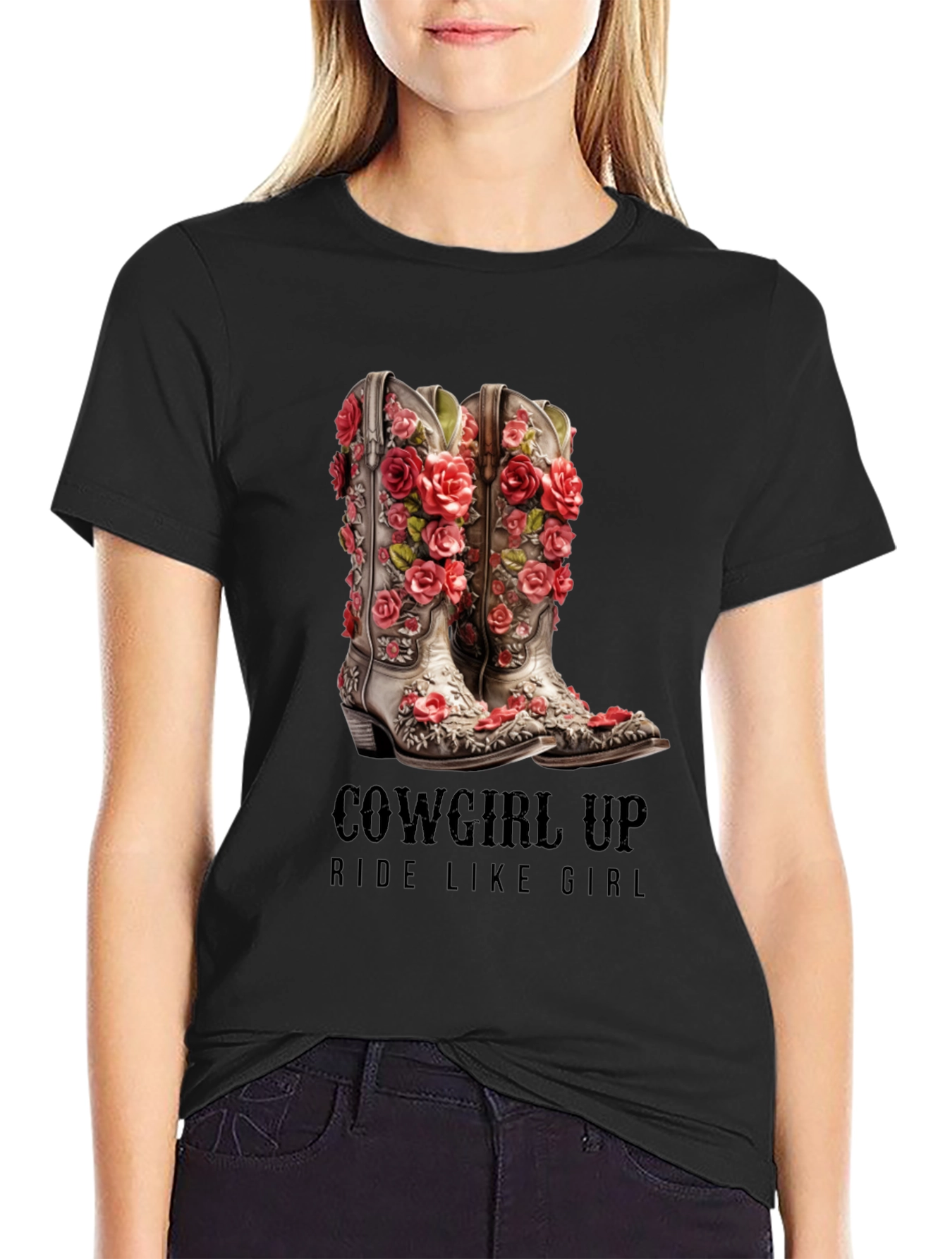 Cowgirl Up Boots Graphic T-Shirt