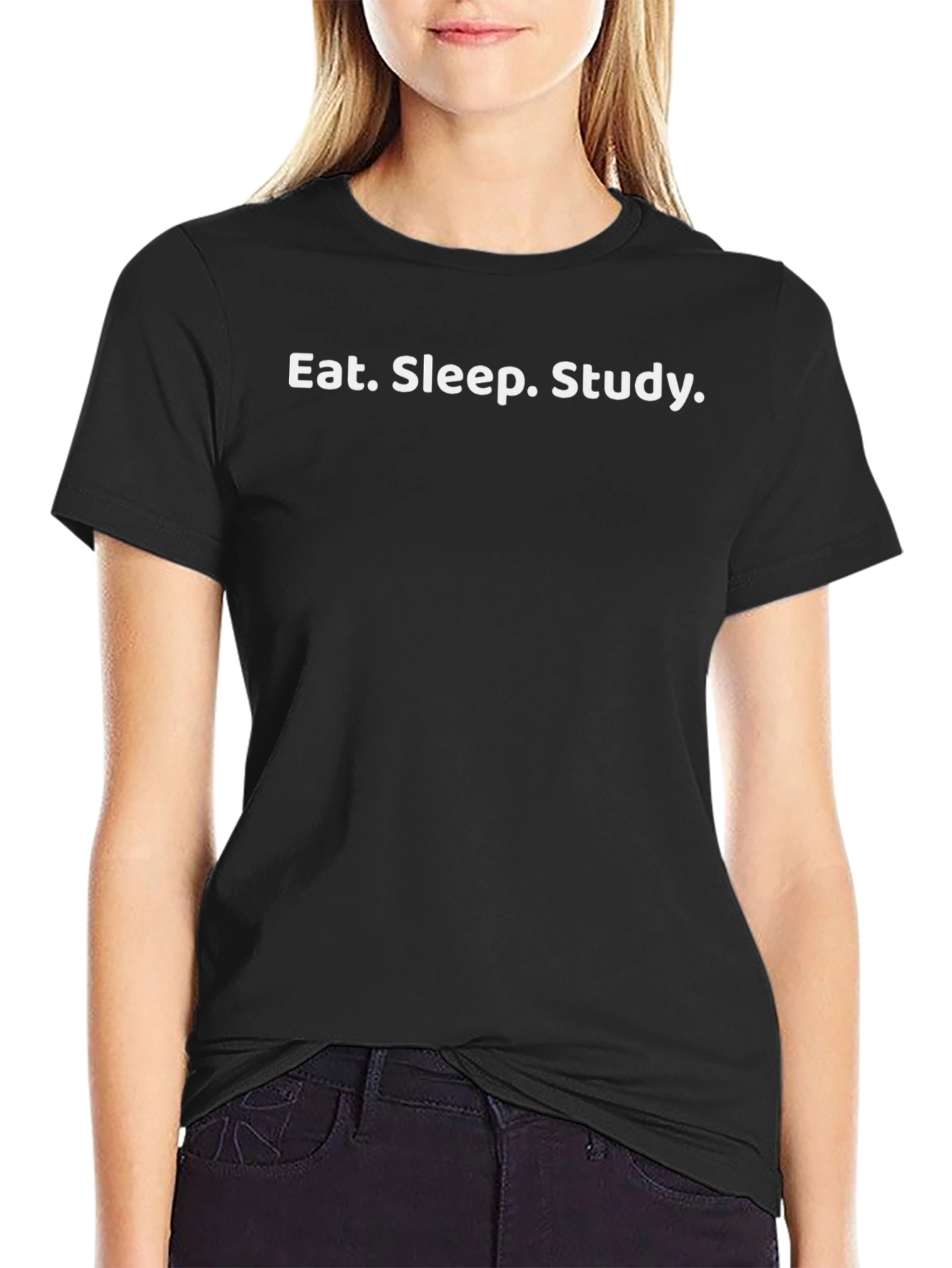 Eat. Sleep. Study. Black Graphic Tee