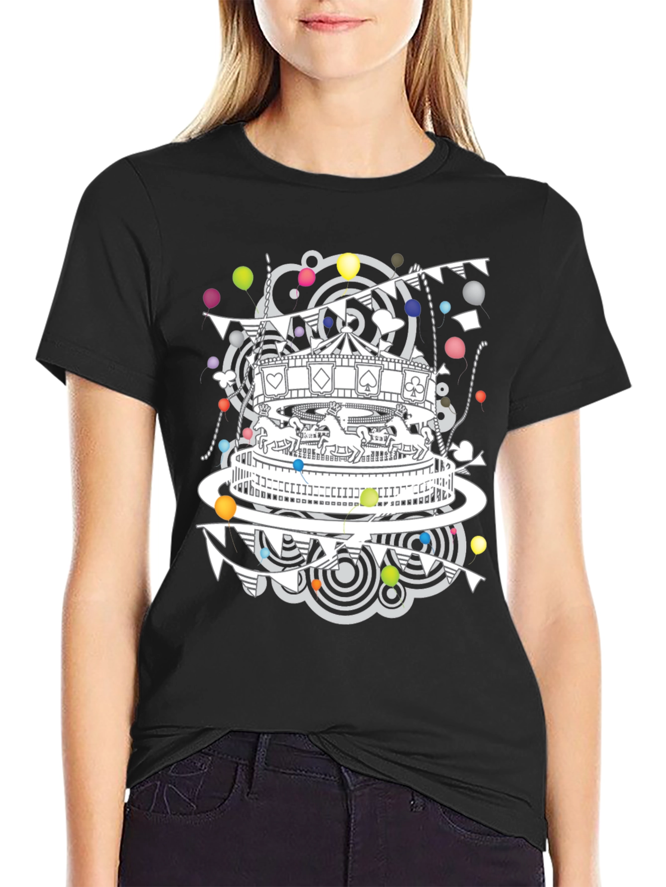 Carousel Graphic Print Crew Neck T-Shirt