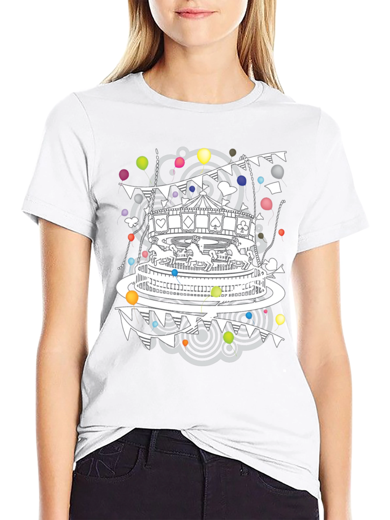 Carousel Graphic Print Crew Neck T-Shirt