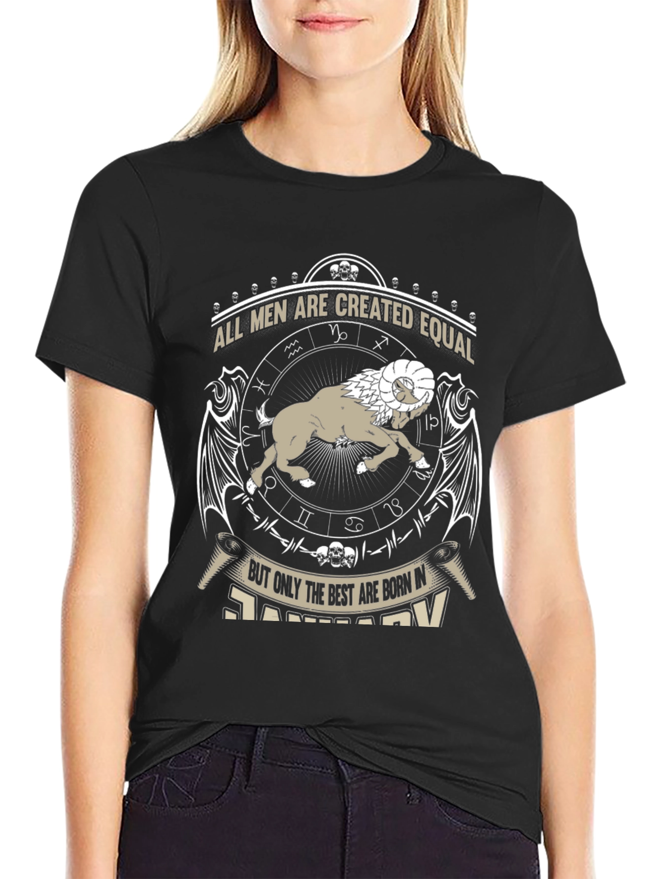 Mens All Men Are Created Equal January Zodiac T-Shirt
