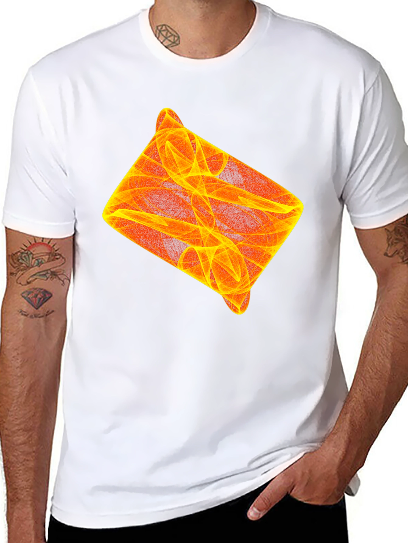 Abstract Flame Design Black T-Shirt