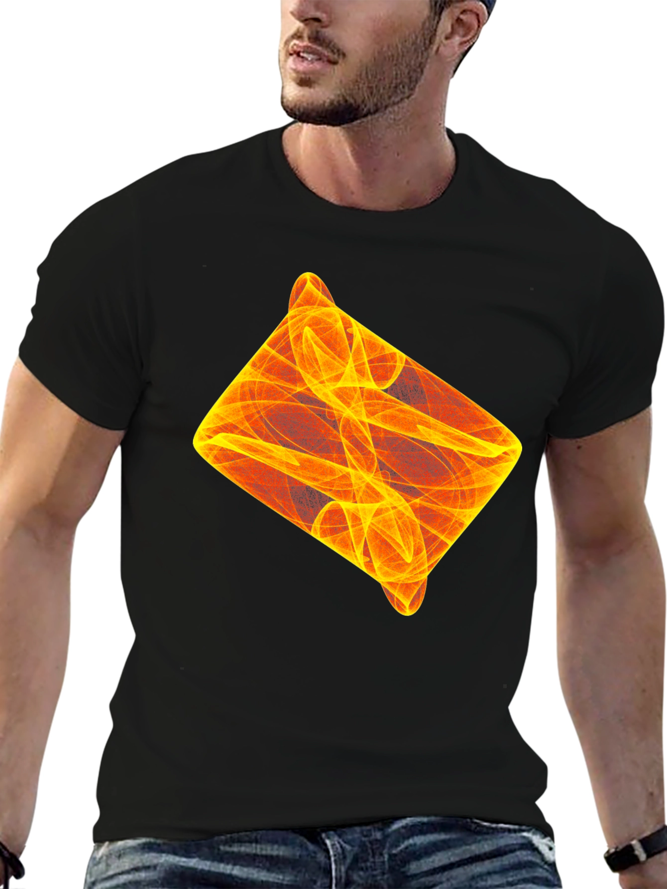 Abstract Flame Design Black T-Shirt