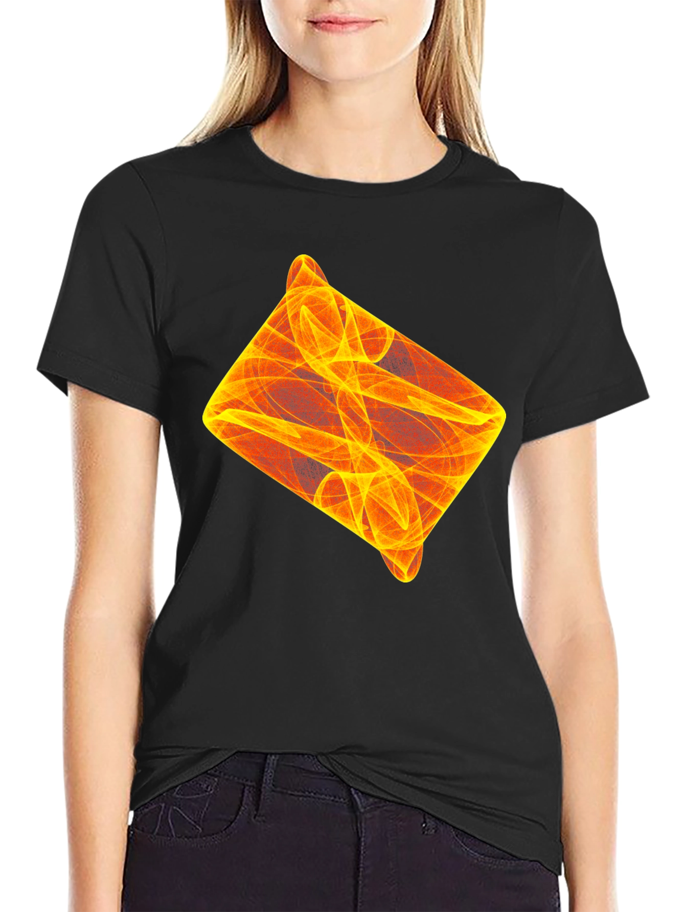 Abstract Flame Design Black T-Shirt