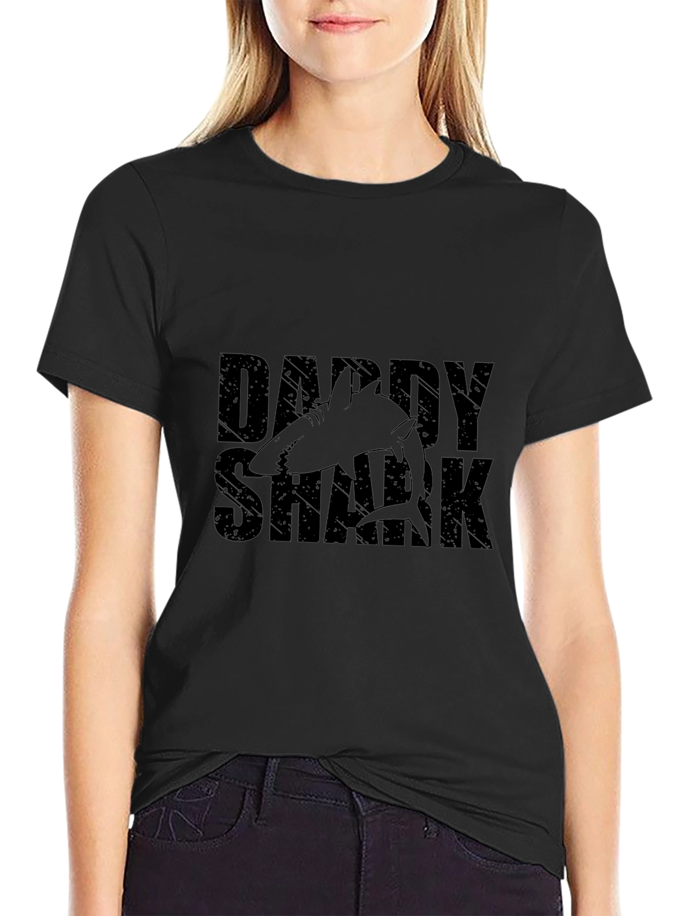 Daddy Shark Black Graphic Tee