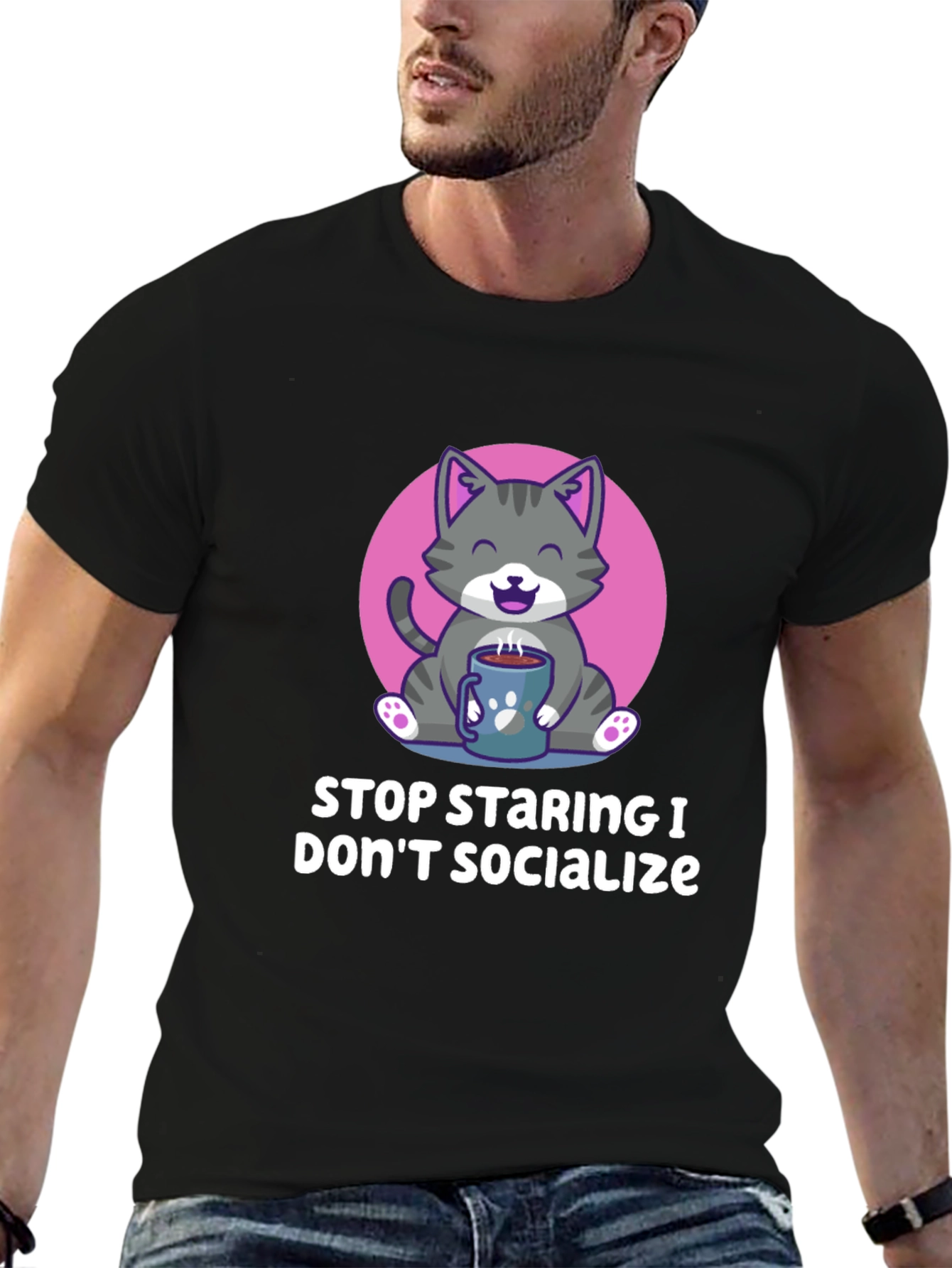 Funny Cat Lover T-Shirt - Introvert Design