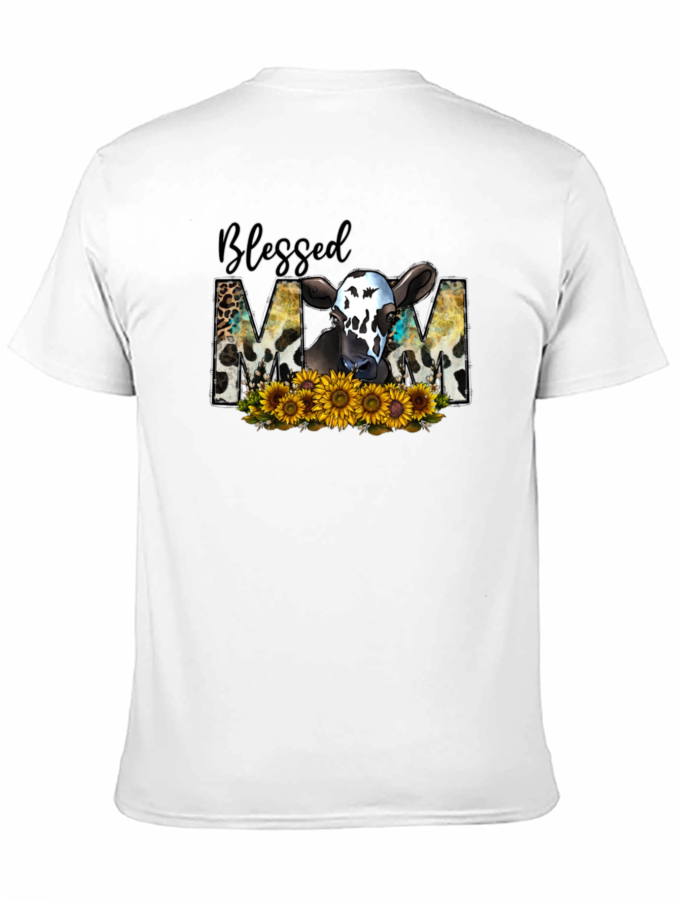 Blessed Mom Cow Sunflower T-Shirt