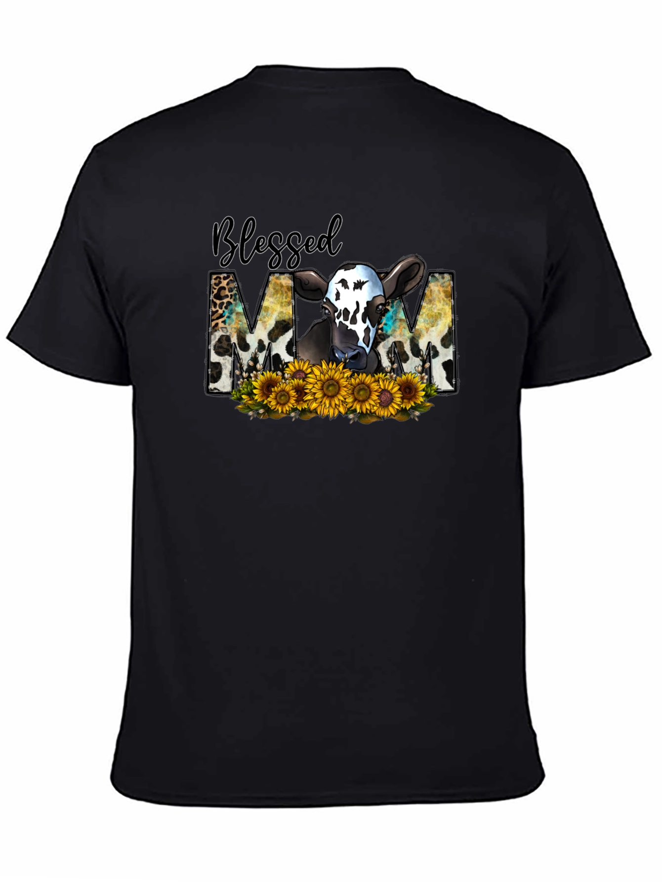 Blessed Mom Cow Sunflower T-Shirt