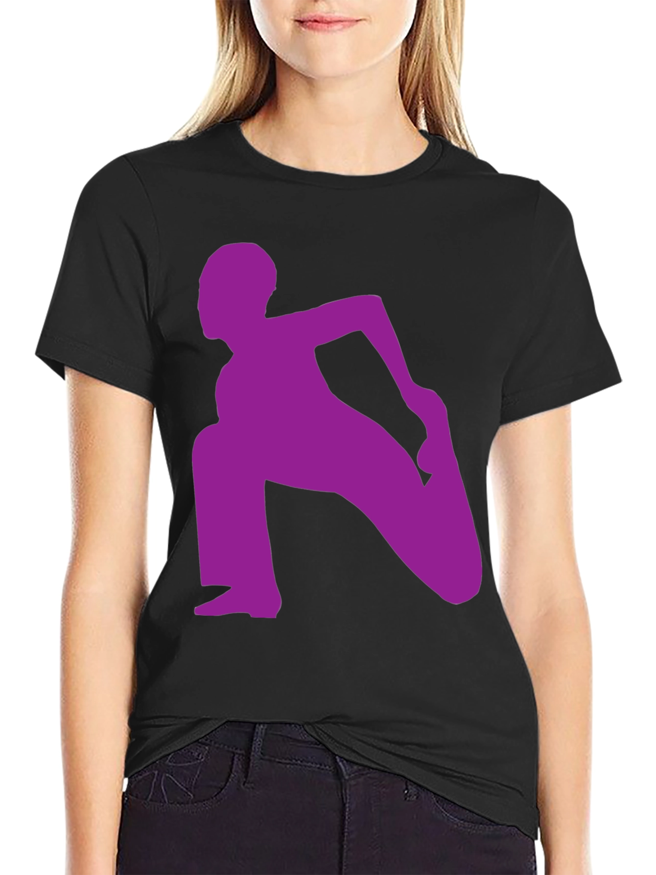 Yoga Silhouette Graphic Tee - Black Cotton Blend