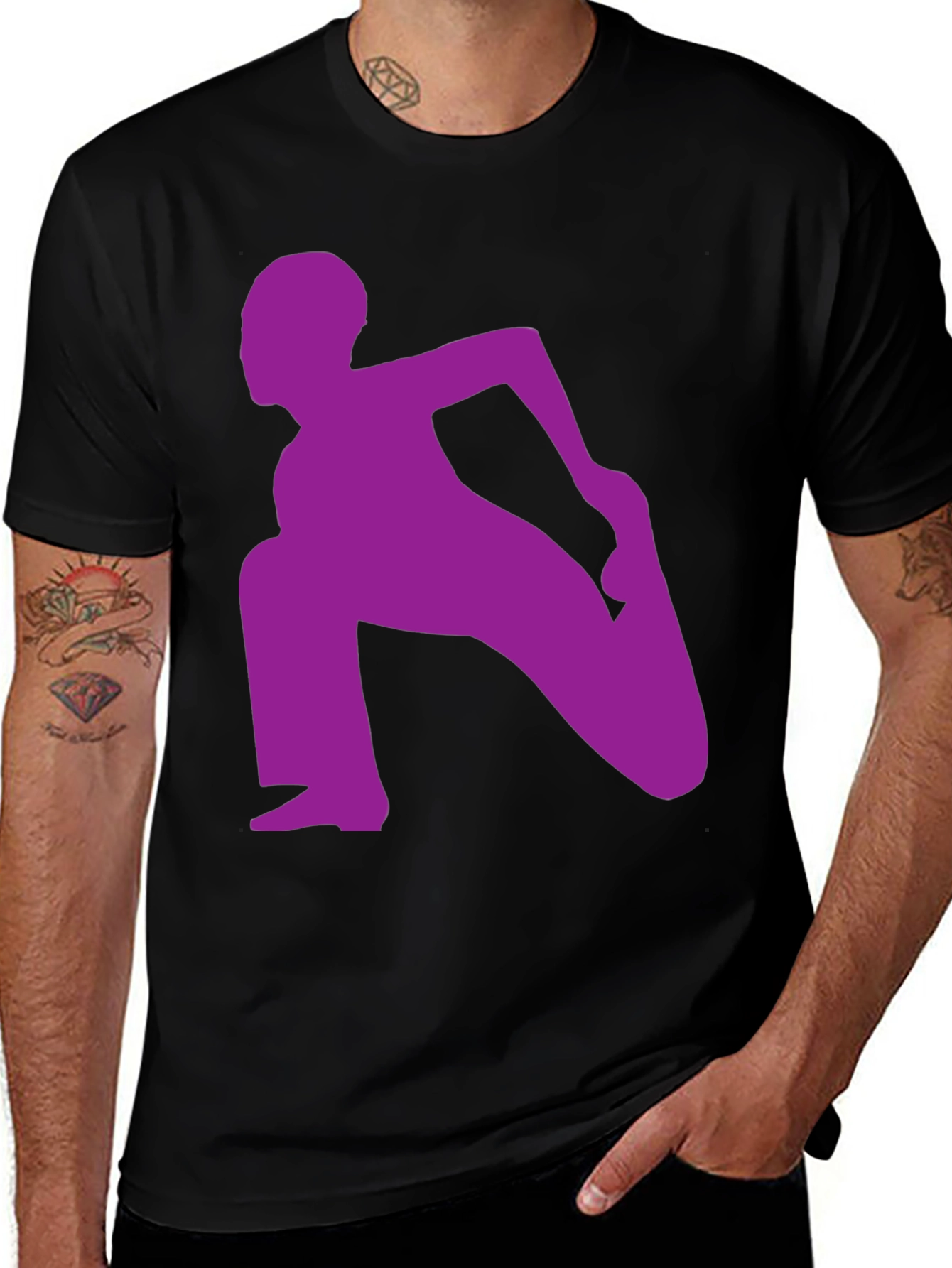 Yoga Silhouette Graphic Tee - Black Cotton Blend