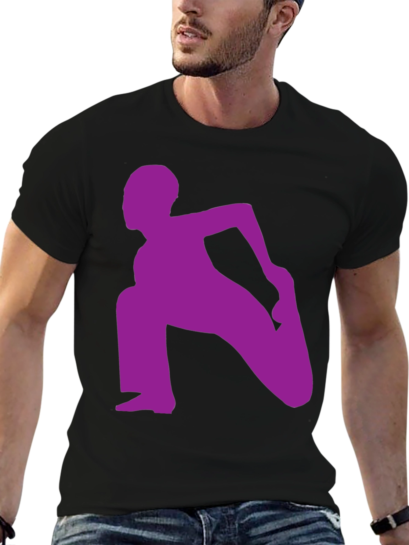 Yoga Silhouette Graphic Tee - Black Cotton Blend