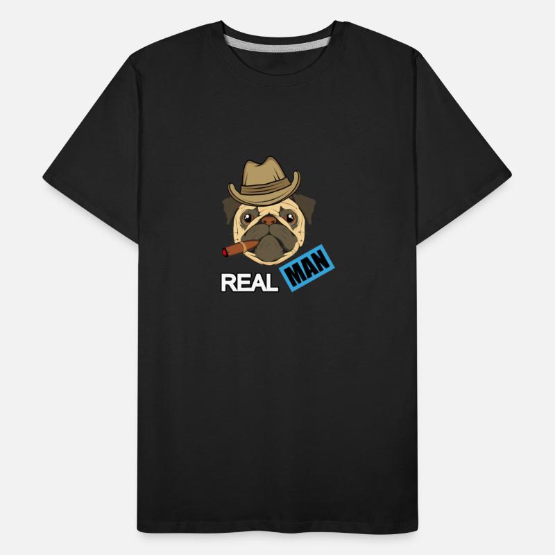 real man with pug illustration